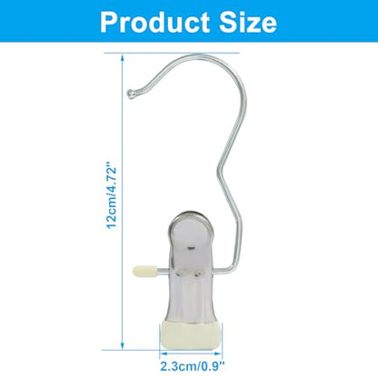 15 Pack Stainless Steel Boot Hangers Clips, Laundry Hooks Hanging Clips, Space Saving Boot Holder Clips for Closet Travel(White) - color: White