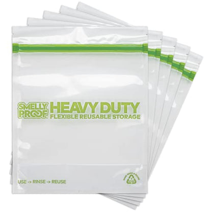 HEAVY DUTY Reusable STAND-UP Bags for Food Storage by Smelly Proof, USA Made, NO PEVA & BPA FREE, Reusable Freezer Bags, Dishwasher-Safe, Triple Zip, CLEAR 5-mils LRG Quart 8.75" x 9.5" - 5pk - size: 5pk Quart 8.75" x 9.5"