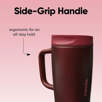 Owala SmoothSip Slider Stainless Steel Insulated Travel Mug with Handle, 100% Leak Proof, For Hot and Cold Drinks, Travel Friendly with Sliding Lock Lid, 12oz, BPA Free, Leak Proof, Black Cherry - color: Black Cherry, size: 12 Ounces