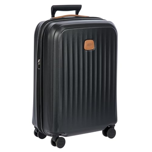 Bric's Taormina Ultra-Light Carry-On Spinner – Airline Approved Expandable Hard Shell Suitcase with TSA Lock, Anti-Tamper Zippers & Built-In USB Port - 21 Inch, Black - color: Black, size: Carry-On
