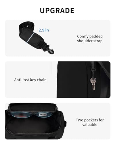 ECOHUB 16'' Personal Item Bag Mini Duffel Bag Small Travel Bag Underseat Carry on Bag for United Airlines Gym Bag for Women and Men - color: Black with shoulder strap