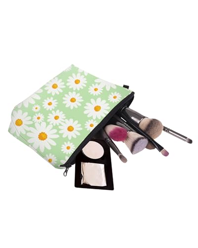 Cute Travel Makeup Bag Cosmetic Bag Small Pouch Gift for Women (Daisy Sage Green) - color: Daisy Sage Green