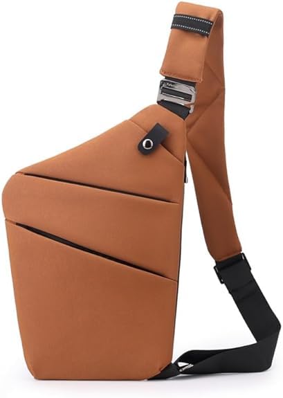 Anti Theft Travel Bag, One Shoulder Large Capacity Cross-body Bag Chest Fashion Lightweight Sling Bags for Travel Sports - color: Brown, style: Right Shoulder