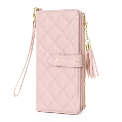 Passport Holder for Travel,Leather Passport Wallet,Travel Document Organizer with AirTag Slot,RFID Blocking With Credit Cards Case,Zippered Coins Pocket and Cash Slot for Women Men - color: pinkish