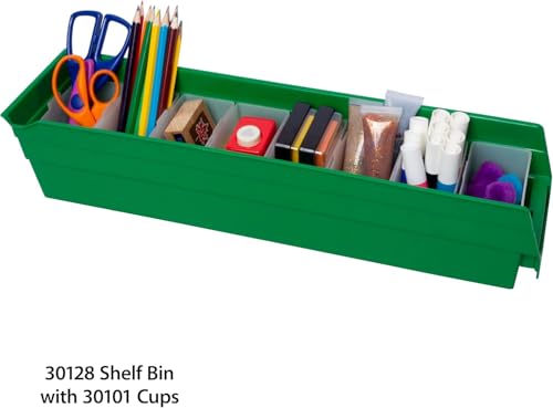 Akro-Mils 30128 Plastic Shelf Bins, Heavy Duty Storage Bins for Garage, Closet, and Drawer Organization, 18-Inch x 4-Inch x 4-Inch, Green, 12-Pack - color: Green