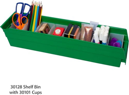 Akro-Mils 30128 Plastic Shelf Bins, Heavy Duty Storage Bins for Garage, Closet, and Drawer Organization, 18-Inch x 4-Inch x 4-Inch, Green, 12-Pack - color: Green