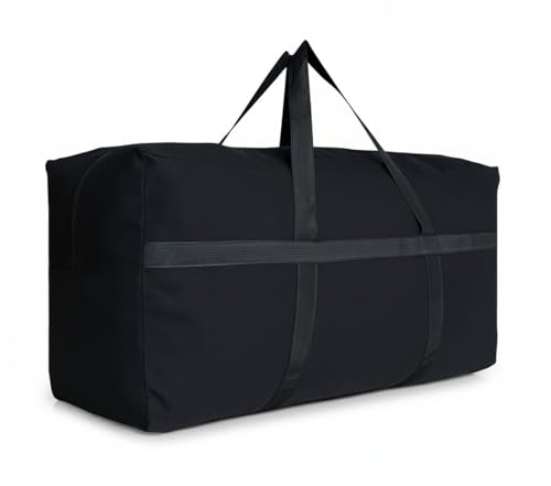 DoYiKe Extra Large Storage Duffle Bag with Zippers and Handles, Big Foldable Duffle Bag for Travel - color: Black Canvas, size: xxxxxlarge - 60"l x 18.5"w x 28"h