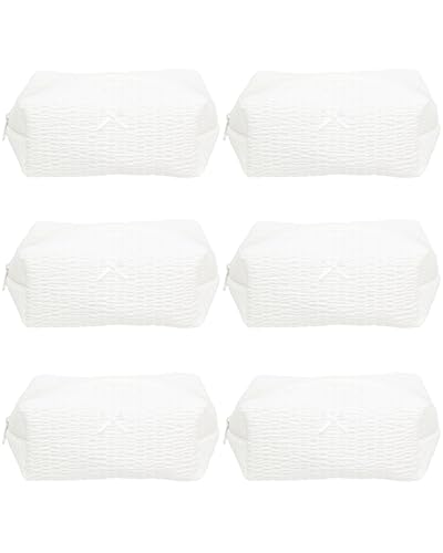 PAZIMIIK 6PCS Cozy Makeup Bag Small Aesthetic Travel Zipper Cosmetic Pouch for Women Make Up Beauty Accessories Brushes, Bubble White - color: Bubble White, size: 6PCS