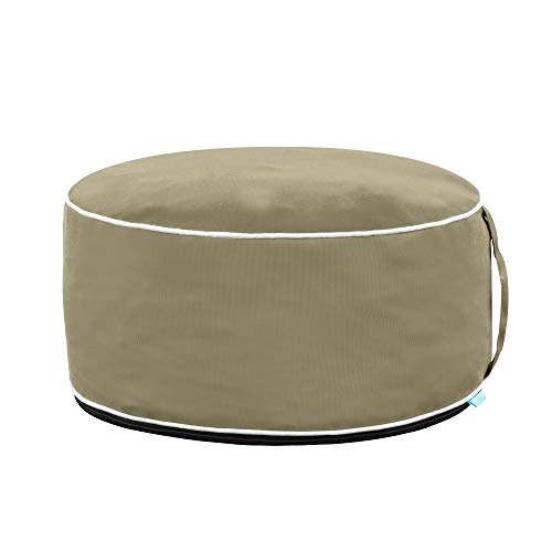 QILLOWAY Inflatable Outdoor Ottoman for Patio, Waterproof Round Pouf, Inflatable Foot Rest, Outdoor Footstool for Poolside, Garden，Camping,Tan,Beige - color: Tan/Beige