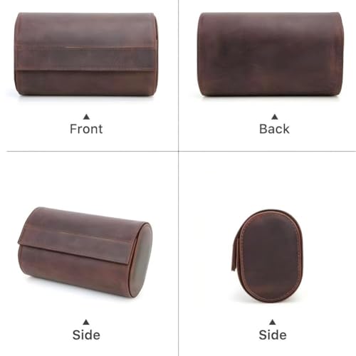 Genuine Leather Watch Roll Travel Case,2 Slots Full Grain Leather Watch Box with Pillow for Men,Watch Storage Organizer for Home Storage&Display, Gifts - size: 2 slots