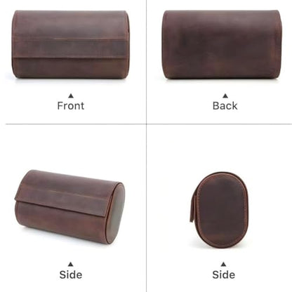 Genuine Leather Watch Roll Travel Case,2 Slots Full Grain Leather Watch Box with Pillow for Men,Watch Storage Organizer for Home Storage&Display, Gifts - size: 2 slots