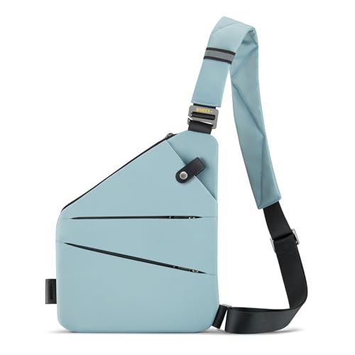 WANDER PLUS® Anti Theft Crossbody Bag, Shoulder Bag Anti-theft Design for Travel, Sport, Work - color: Light Blue