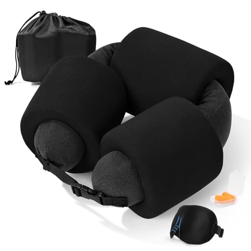 3-Ring Memory Foam Travel Neck Pillow It has obtained a Patent. The Three Rings can be movably Adjusted to Provide Flexible Support for The Neck, Head, and Other Areas.Black - color: Black