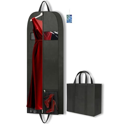 Long Garment Bag for Hanging Clothes Travel, 60'' Dress Bags for Gowns Long Dance Costumes Womens Coats, Suit Bag Clothes Cover for Closet Storage With Handles Pockets and Zipper, Black - size: 60" 1PK