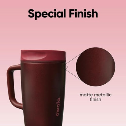 Owala SmoothSip Slider Stainless Steel Insulated Travel Mug with Handle, 100% Leak Proof, For Hot and Cold Drinks, Travel Friendly with Sliding Lock Lid, 12oz, BPA Free, Leak Proof, Black Cherry - color: Black Cherry, size: 12 Ounces
