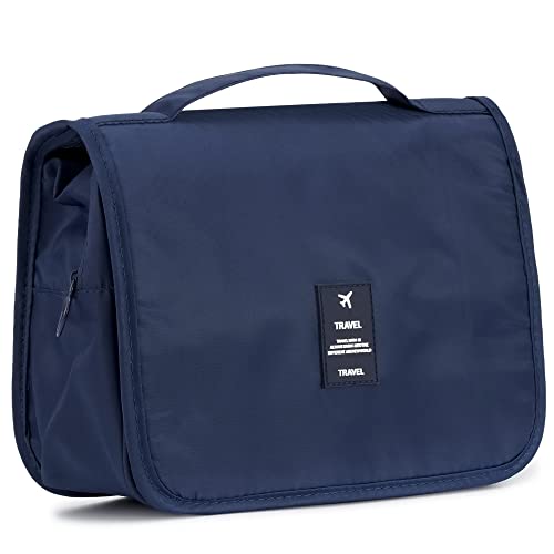 L&FY Hanging Travel Toiletry Bag Women's Cosmetic Organizer Makeup Pouch Men's Dopp Kits With Handle(Navy) - color: Navy, size: Compact Size