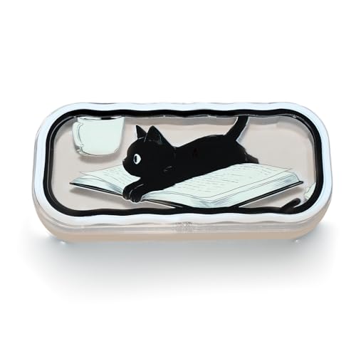 Cute hard shell bow glasses case cat transparent glasses case sunglasses glasses Size is 6.9 x 3.2 x 1.2inches - color: Case - Cat
