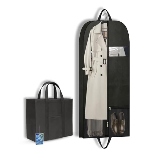 Travel Garment Suit Bag for Hanging Clothes 54", Suit bags for Closet Storage with Pockets Gusseted Garment bag for Men Suits Shirts Tuxedos Dresses Coats, Suit Cover Bags With Handles and Zipper - size: 54" 1PK