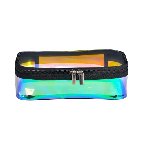 Iridescent TPU Travel Cosmetic Makeup Bag Holographic Clear Makeup Kit Organizer Pouch Waterproof Toiletry Organizer Case - color: Iridescent
