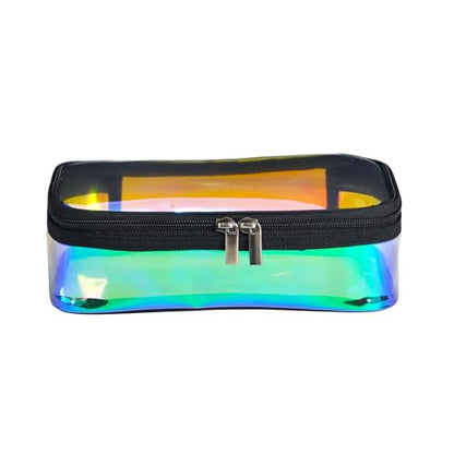 Iridescent TPU Travel Cosmetic Makeup Bag Holographic Clear Makeup Kit Organizer Pouch Waterproof Toiletry Organizer Case - color: Iridescent