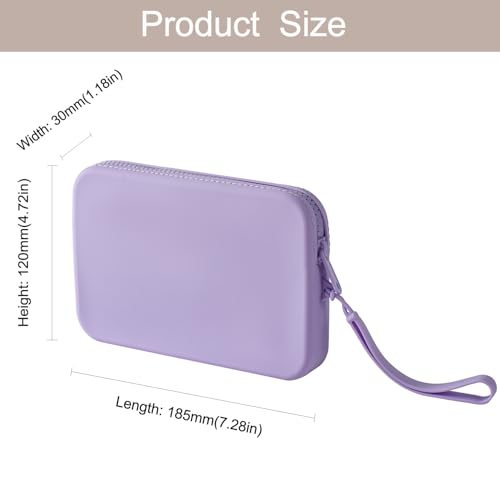 Large Silicone Multifunctional Essential Bag Portable Travel Makeup Bag for Women Men Cards Cash Bag Zipper Pouch (Purple) - color: Purple