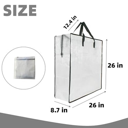 3 Pack Clear Storage Bags with Zipper and Handles, Blanket Bags For Closet Storage, Moving and Packing Supplies for College, Underbed Storage Organizer for Clothes Pillow Bedding Christmas Wreath - style: 3 Middle zipper