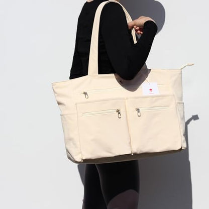 Weekender Bag Carry On Bag Overnight Tote Travel Duffle with 13 Pockets for Travel,Work，Gym,Beach,Teacher,Nurse - color: Beige