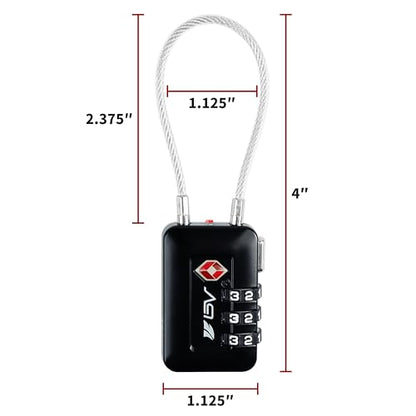 TSA Accepted Luggage Travel Lock, Set-Your-Own Combination Lock for School Gym Locker, Luggage Suitcase Baggage Locks, Filing Cabinets, Toolbox, Case (Black, 4 Pack) - color: Black, size: 4 Pack