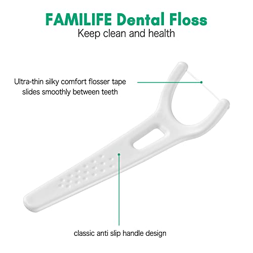 FAMILIFE Dental Floss Unwaxed Dental Floss Picks Unflavored Fluoride Free Back Teeth Toothpicks Flossing Flossers Threaders Sticks with 4 Travel Handy Cases 120 Count - color: Back Teeth 120 Pcs