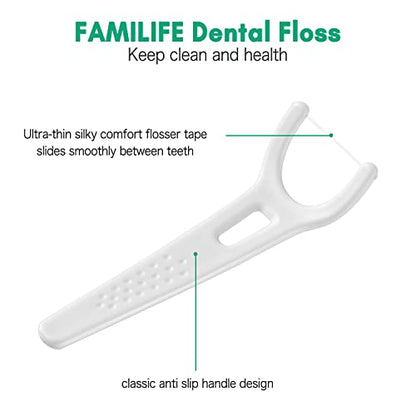 FAMILIFE Dental Floss Unwaxed Dental Floss Picks Unflavored Fluoride Free Back Teeth Toothpicks Flossing Flossers Threaders Sticks with 4 Travel Handy Cases 120 Count - color: Back Teeth 120 Pcs