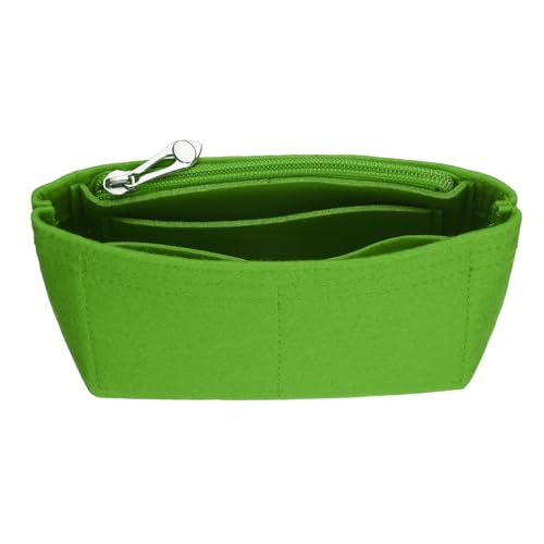 uxcell Purse Organizer Insert, Small Felt Handbag Organizer Mini Bag Storage & Finishing Inner Bag Liner with Zipper for Chic Backpack Tote Shoulder Bags, Grass Green - color: Grass Green