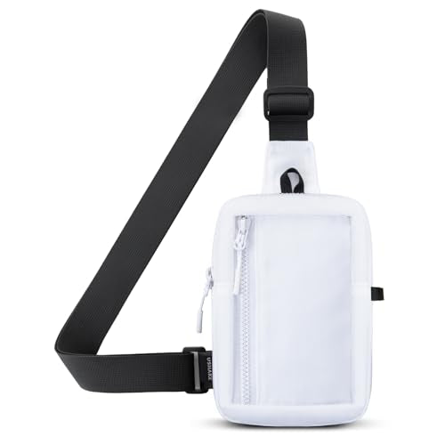 USHAKE Small Crossbody Bags for Women Men - Mini Sling Bag for Traveling and Hiking - color: White