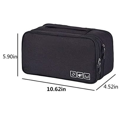Portable Underwear Bra Storage Bag Waterproof Travel Organizers Multi-Layer Toiletry Packing Cube - color: black
