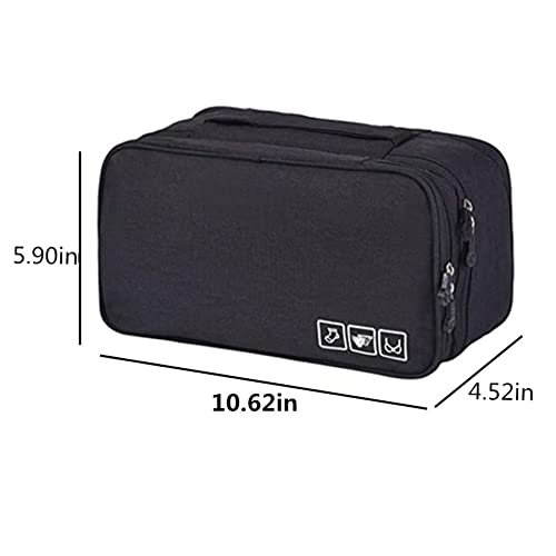 Portable Underwear Bra Storage Bag Waterproof Travel Organizers Multi-Layer Toiletry Packing Cube - color: black