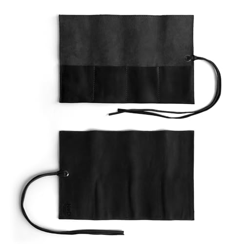 Hide & Drink, Leather Watch Roll Organizer Handmade from Full Grain Leather, Holds Up to 4 Watches, Easy Carry On Watchlover Storage (Charcoal Black) - color: Charcoal Black