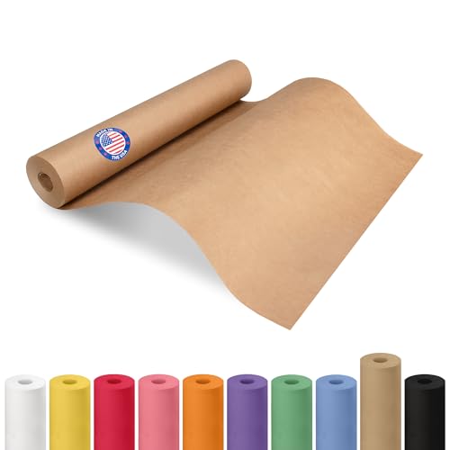 18" x 1200" (100 feet) Brown Kraft Paper Roll - USA-Made Quality Craft Paper for Gift Wrapping, Kids' Arts & Crafts, School Projects - 100% Recycled Natural Material 50lb Thickness by IDL Packaging - color: Brown, size: 18"x100' (#50 thick)