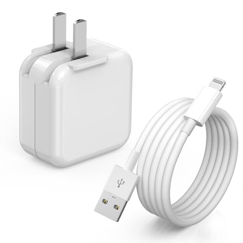 Charger for iPad,12W Fast USB i Pad Charging Fast Foldable Block Portable Travel Plug Adapter with USB A to Lightning iPhone Charging Cable Compatible with iPhone,iPad 9/8/7/6,Mini 5/4/3/2/1,Air 3/2/1 - size: 1PACK 3FT