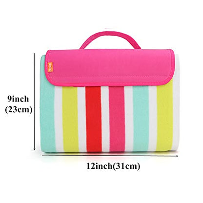 yodo Outdoor Picnic Blanket Water-Resistant for Camping Hiking Festivals,Rose Stripe