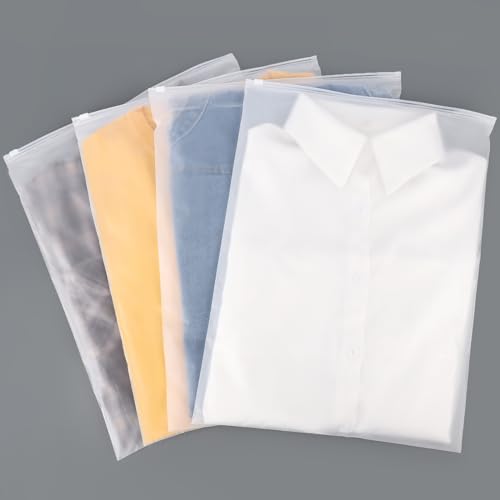 Frosted Zipper Clothing Bags, 25 Pcs 14x18 inch Waterproof Plastic Bags for Clothes, Swimsuit, Bathing Suit, T Shirt Packaging Shipping Travel, 3 Mil - color: Frosted, size: 14x18"