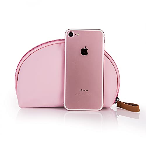 Hekyip Half Moon Cosmetic Beauty Bag for Purse Travel Handy Makeup Pouch for Women Ladies (PINK) - color: PINK