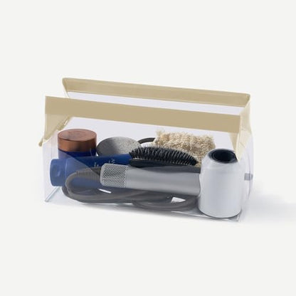 Cadence Parcel - Clear Kit with Magnetic Closure - Durable and Leak-Resistant Travel Toiletry Kit - Modular Design - Hygiene Bag for Travel Essentials - 4 Qt - Pebble - color: Pebble, size: Extra Large