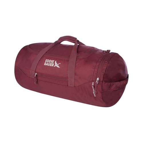 Eddie Bauer Stowaway Packable Duffel Bag | Travel | Foldable | Lightweight | Durable | Ripstop Polyester - color: Black Cherry