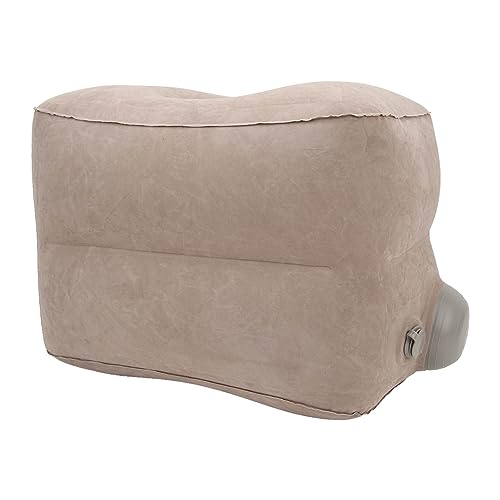 Foot Rest Pillow Inflatable Two Layer Single Air Valve PVC Flocking Portable Reducing Fatigue Airplane Foot Pillow for Office Home Travel (Grey) - color: Grey