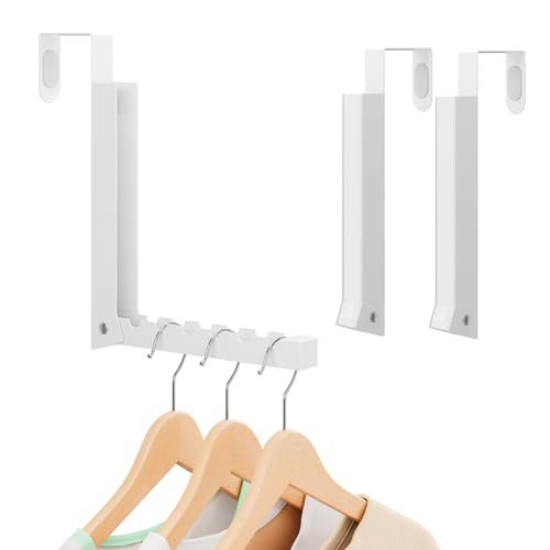 Over The Door Drying Rack, Foldable Metal Door Hanger, Space Saving Clothes Drying Rack for Laundry Room, Bathroom, Closet, Over Door Clothes Hanger Organizer (2 Pack) - color: White, size: 2 Pack