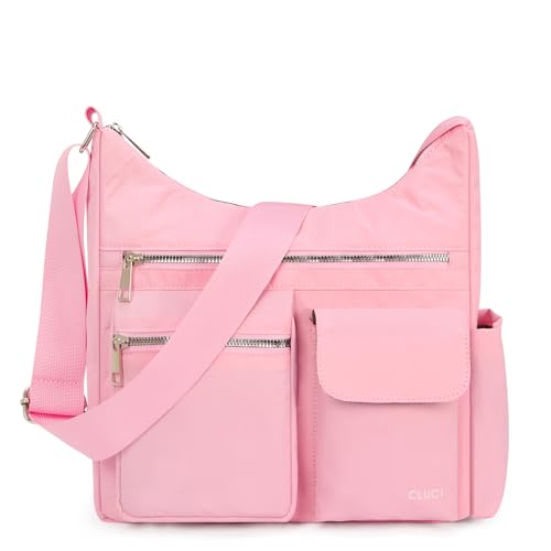 CLUCI Purses for Women, Anti Theft Crossbody Bags for Woman Travel, Water-Resistant Nylon Shoulder Handbags-Multiple Pockets - color: A4-pink