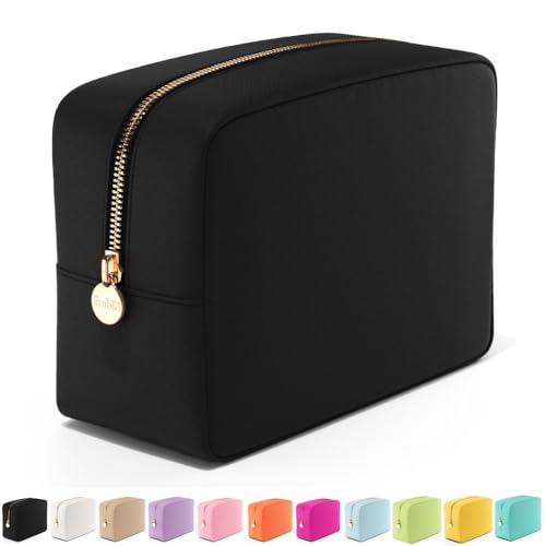 Embla Large Makeup Bag and Waterproof Nylon Travel Toiletry Bag, Large Capacity Cosmetic Zipper Pouch, Black - color: Black, size: Large