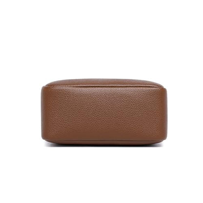 PU leather Organizer Bag Lightweight Cosmetic Bag with Ring Clasp Perfect Travel Makeup Bag for Women (Toffee Brown/PU) - color: Toffee Brown/PU