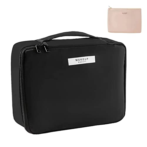 Queboom Travel Makeup Bag Cosmetic Bag Makeup Bag Toiletry bag for women and men (Black) - color: Black