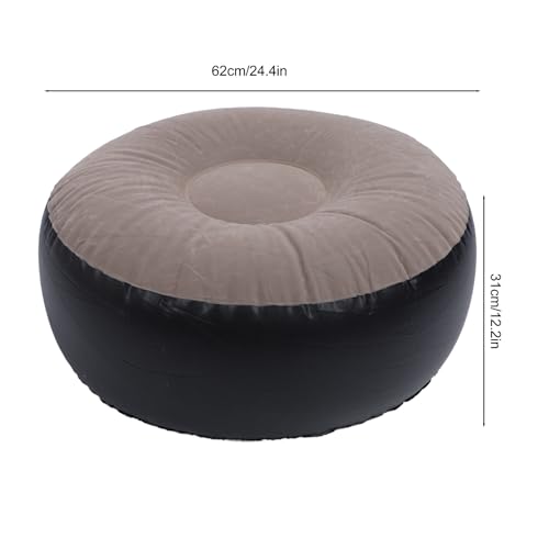 ZJchao Ultra Light Inflatable Flocked Ottoman Compact Round Footrest for Camping Travel Outdoor Lounging - color: Brown