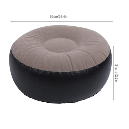 ZJchao Ultra Light Inflatable Flocked Ottoman Compact Round Footrest for Camping Travel Outdoor Lounging - color: Brown